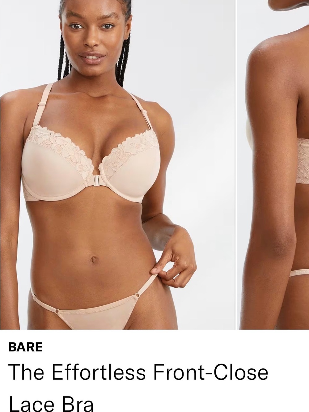 Bare Necessities Nude Lace-Trim Front-Close Bra